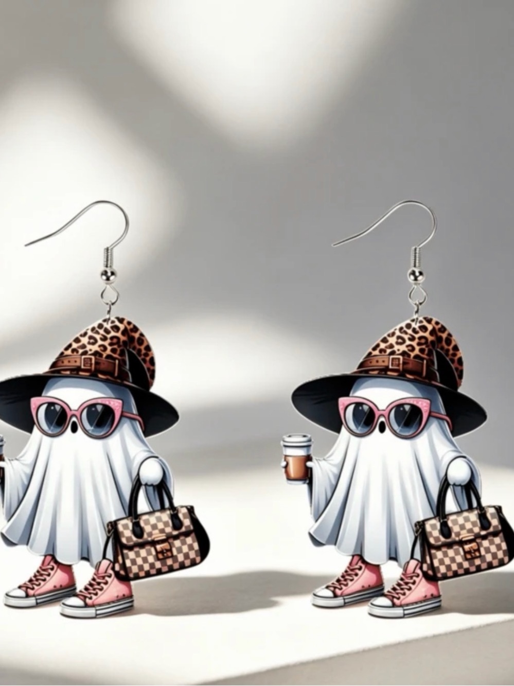 Chic Pink Ghost Novelty Drop Earrings - Trendy Statement Accessory